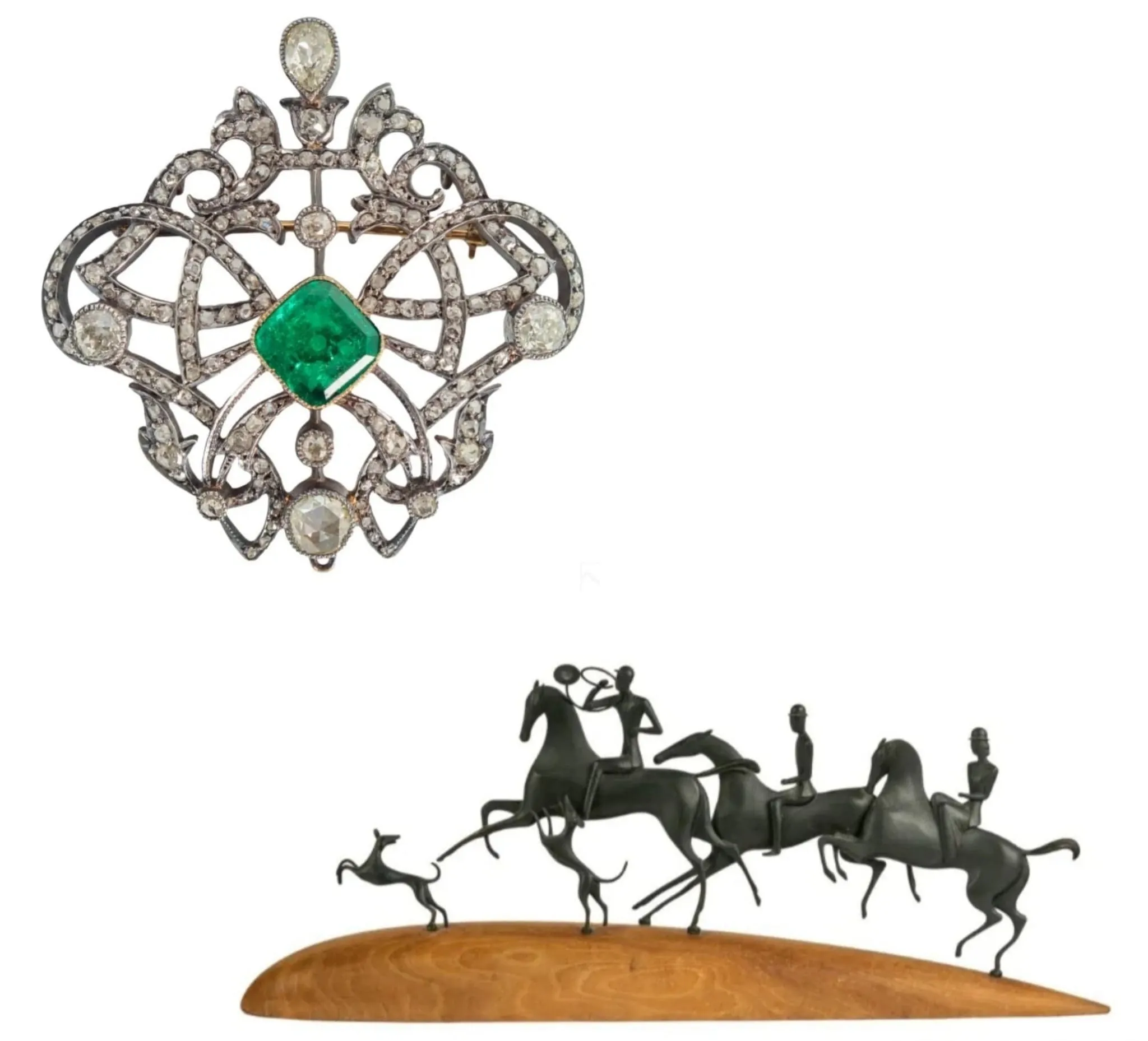 Antique jewelry and a bronze sculpture purchased by Estate Solution Group